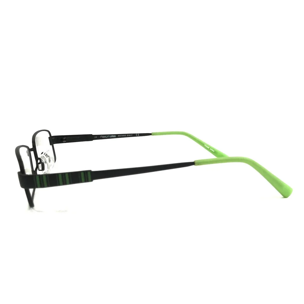 Flexon Kids Eyeglasses Frame SATURN 001 Black Green Rectangle Wire Rim 48-18-135